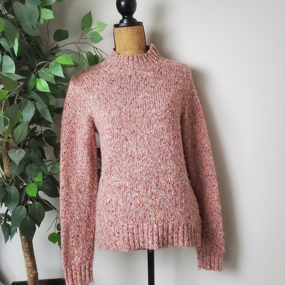 RW&CO Peach Speckled Knit Turtleneck Pullover Sweater Small
